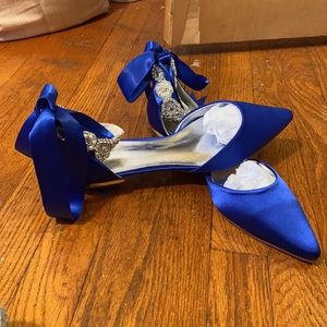 Colbalt blue satin beaded flats